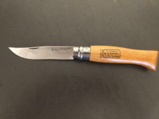 Vintage Opinel Carbon No.  10 Wood Handle Folding Pocket Knife - Made In France
