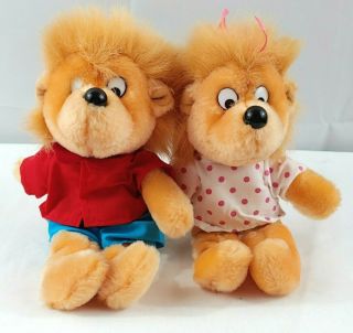 VTG Berenstain Bears Brother Bear and Sister Bear Plush Applause 1989 Set of 2 2