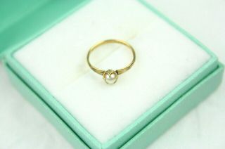 Vintage Antique 10k Gold Babies Child ' s Ring Set With A Seed Pearl UK Size D 2