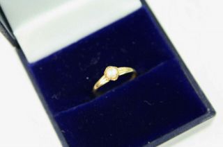 Vintage Antique 10k Gold Babies Child ' s Ring Set With A Seed Pearl UK Size D 6