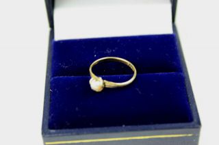Vintage Antique 10k Gold Babies Child ' s Ring Set With A Seed Pearl UK Size D 7