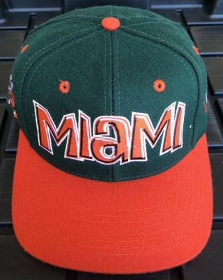 Vintage 90s Miami Hurricanes Graffiti Snapback Hat Cap Top Of The World Tow