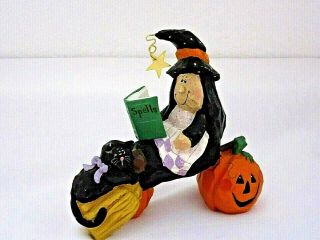 Vtg Midwest Cannon Falls Eddie Walker Halloween Witch Black Cat On Broom Pumpkin