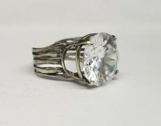 Vintage Party Ring 925 Sterling Silver Cz Split Shank High End Jewelry 15.  00 Ctw