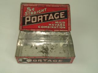 Portage vintage metal 5 cent cigar box Mild Havana Industrial Decor red black 5