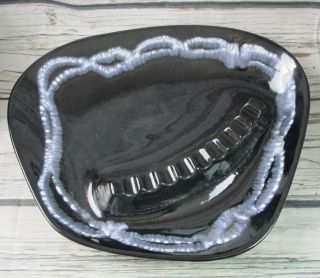 Royal Haeger Vintage Atomic Usa Footed Ceramic Ashtray Black