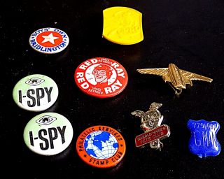Collectable Vintage Childrens & Similar Badges X 9,  Red Ray,  Supercar,  I - Spy Etc