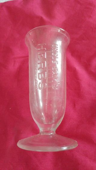 Vintage Uncle Sams Herbs Beaker Measuring Cup Glass Druggist Quack Medicine J1