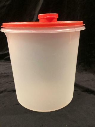 Tupperware Large Storage Round Canister Container Vintage With Red Pour Lid