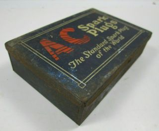 Antique Ac Spark Plug Tin With Many Vintage Ac Spark Plugs