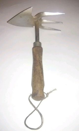 Vintage Garden Tool - - Rake And Spade - - Wooden Handle Primitive Collectible