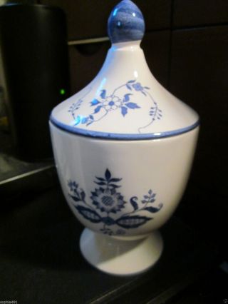 Vintage Porcelain Delft Biscuit Jar/ Ginger Jar Blue & White 8.  5 Inches Tall