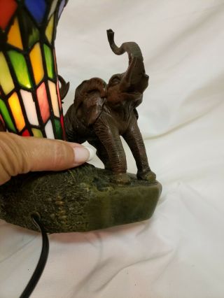 Tiffany Style Bronze Elephant Stained Glass Vintage Table Desk Lamp Night Light 6