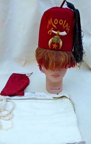 Vintage Shriners Freemasons Moolah Egyptian Fez Hat Sword Tassel,  Bag/apron