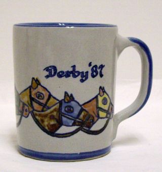 Coffee Mug Cup Louisville Stoneware 1987 Kentucky Derby Horse Racing Vintage