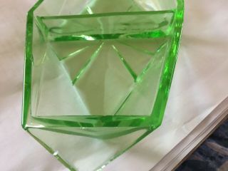 VTG DEPRESSION GREEN VASELINE GLASS DIVIDED OVAL RELISH DISH 2