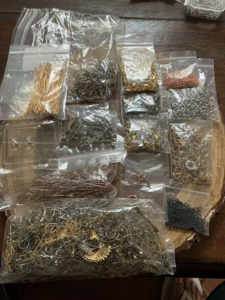 Large Jewelry Making Supplies - Vintage Pre - Owned - Junk - Parts - Mixed Metal -