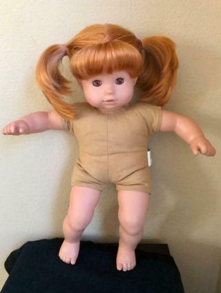Gotz 15 " Baby Doll,  Red Hair In Pigtails,  Bitty Face,  Vinyl/cloth Nude,  Vg/ex