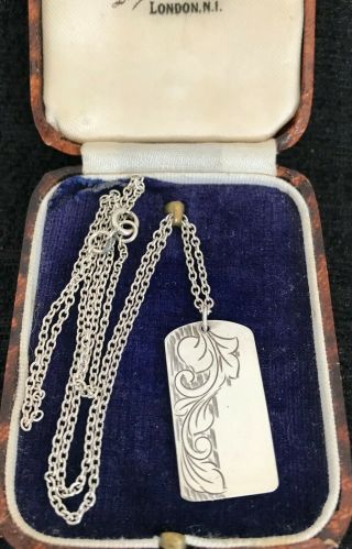 Vintage Sterling Silver Art Nouveau Pendant Necklace On 19 " 49cm Belcher Chain