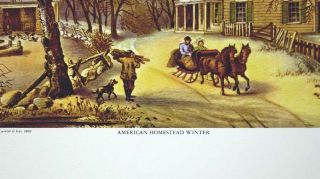 Vintage 1970 ' s Currier and Ives American Homestead Winter Print 2
