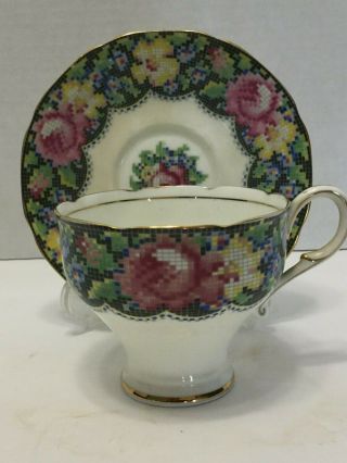 Vintage Paragon Bone China Teacup And Saucer Gingham Rose