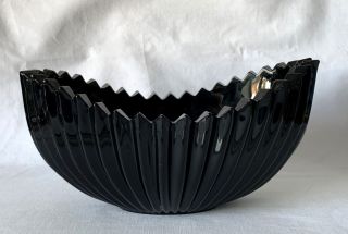 Vintage 1950 ' s Sowerby Black Amethyst Glass Boat Shape Centrepiece Bowl 2634 3