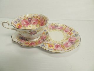 Vtg Royal Albert Serena Tea Cup And Saucer Snack Plate Floral Mug Bone China