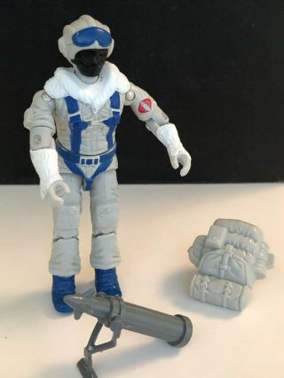 Vintage 1985 Gi Joe Cobra Snow Serpent Ice Trooper Soldier W.  Backpack & Missile