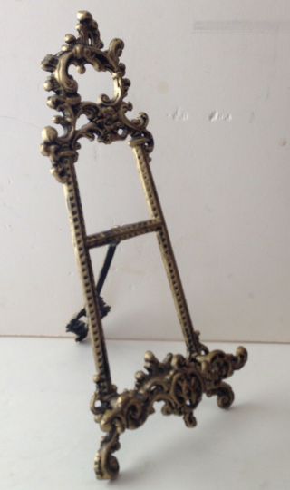 Vintage Ornate Heavy Bronze/brass Table Top Picture Book Stand Easel 15 " Tall