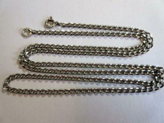 Vintage Sterling Silver 24 " Long Curb Link Necklace,  Chain - 8.  8g