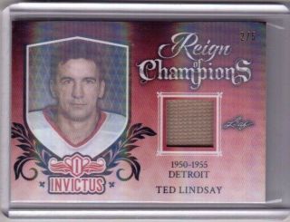 Ted Lindsay 17/18 Leaf Invictus Reign Of Champions Red Vintage Relic Jersey 2/5