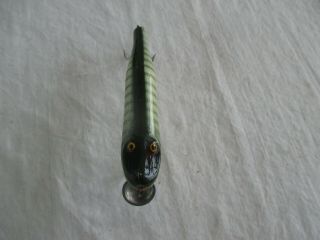 Old Vintage Paw Paw Wooden Fishing Lure - 4 1/2 " Long - Great Color And Great Eyes