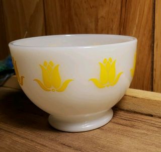 Vintage Fire King Milk Glass Sealtest Cottage Cheese Tulip Bowl Yellow