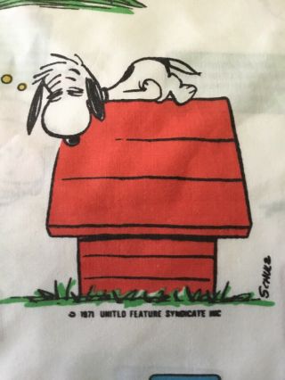 Peanuts Gang Snoopy Woodstock C.  Brown Twin Fitted Sheet Vintage Crafting Diy