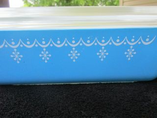 Vintage PYREX SNOWFLAKE BLUE GARLAND 1 1/2 QT Refrigerator Dish & Lid 503 2