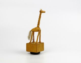 Vintage Wooden Toy Push Up Puppet - Giraffe Czchoslovakia