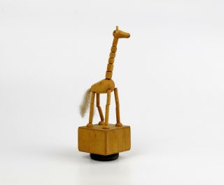 Vintage Wooden Toy Push Up Puppet - Giraffe Czchoslovakia 3