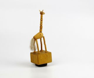 Vintage Wooden Toy Push Up Puppet - Giraffe Czchoslovakia 4