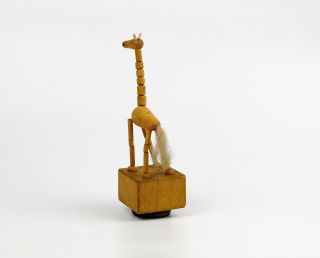 Vintage Wooden Toy Push Up Puppet - Giraffe Czchoslovakia 5