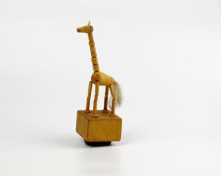 Vintage Wooden Toy Push Up Puppet - Giraffe Czchoslovakia 6