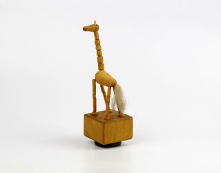 Vintage Wooden Toy Push Up Puppet - Giraffe Czchoslovakia 7