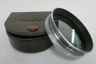 Vintage Minolta 55mm Polarizing Filter In Chrome,  Leather Branded Case