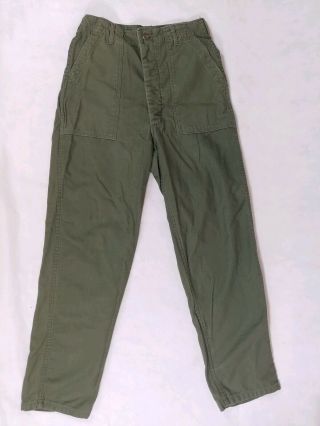 Vtg 70s Vietnam Era Cotton Sateen Utility Trousers Og - 107 32 X 33 Glenn Berry
