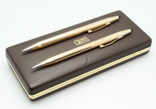 Vtg Cross 1/20 10k Gold Filled Ballpoint Pen And Mechanical Pencil