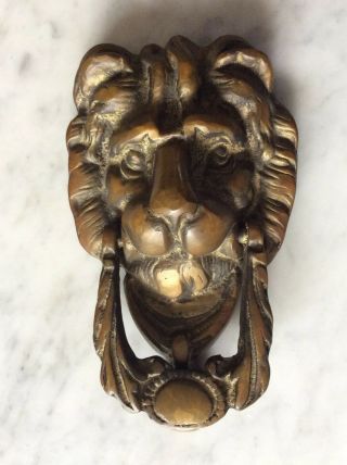 Vintage Estate Lion Head Heavy 2 Lb Cast Metal ?brass? Door Knocker Large 7”
