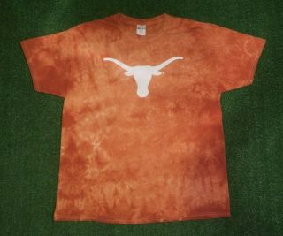 Vintage Ncaa University Of Texas Longhorns Orange Tie - Dye Tshirt Size - Xl