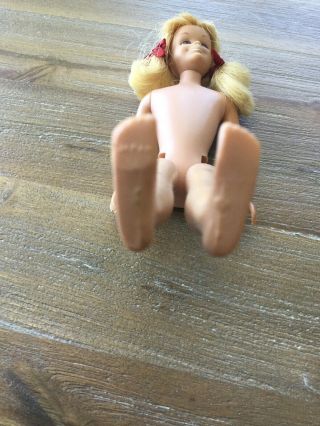 Vintage Skooter Doll - Golden Blonde,  Swimsuit - Yellow Dress - Pig Tails & Bows 4