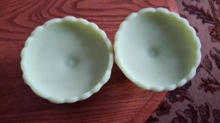 VINTAGE FENTON LIME GREEN SATIN GLASS CANDLE HOLDERS WATER LILY 4