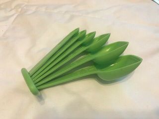 Vintage TUPPERWARE Measuring Spoons SET OF 6 GREEN 3