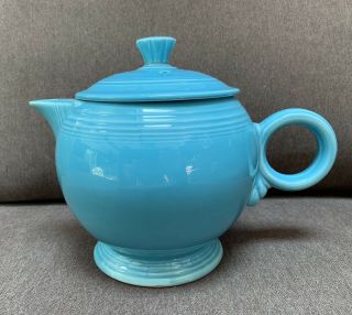 Vintage Fiesta Fiestaware Hlc Large Turquoise Teapot